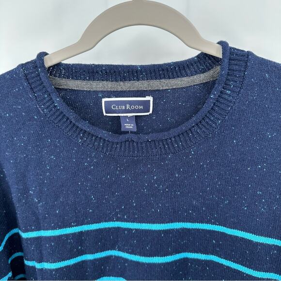 Club Room striped crewneck sweater in blue Size L - Picture 3 of 7